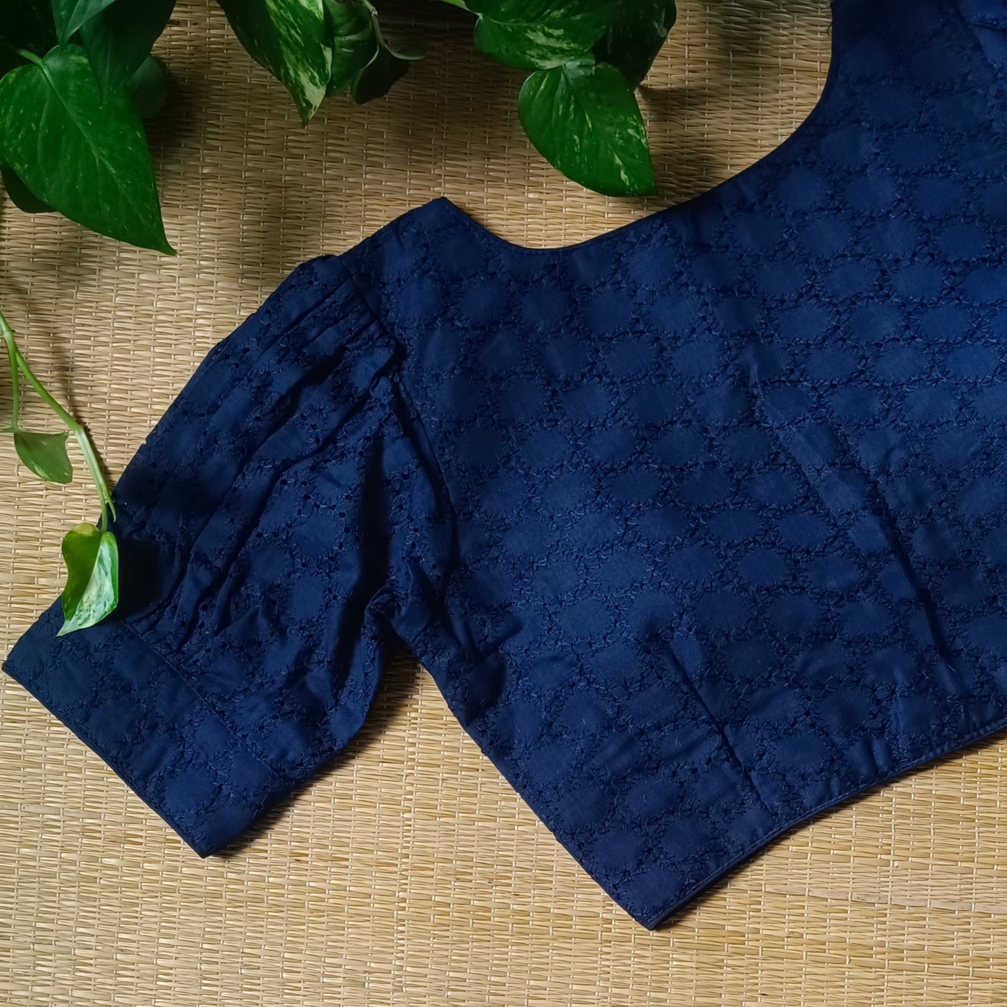 Navy Blue Hakoba Cotton Blouse
