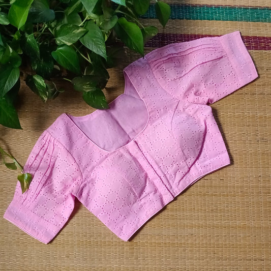 Baby Pink Hakoba Cotton Blouse