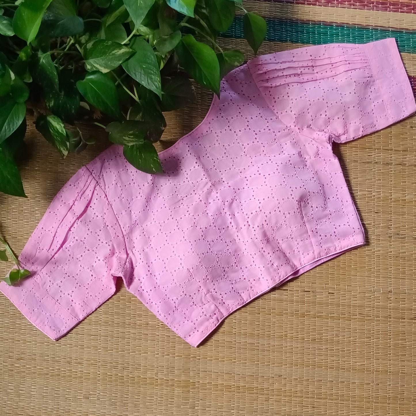 Baby Pink Hakoba Cotton Blouse