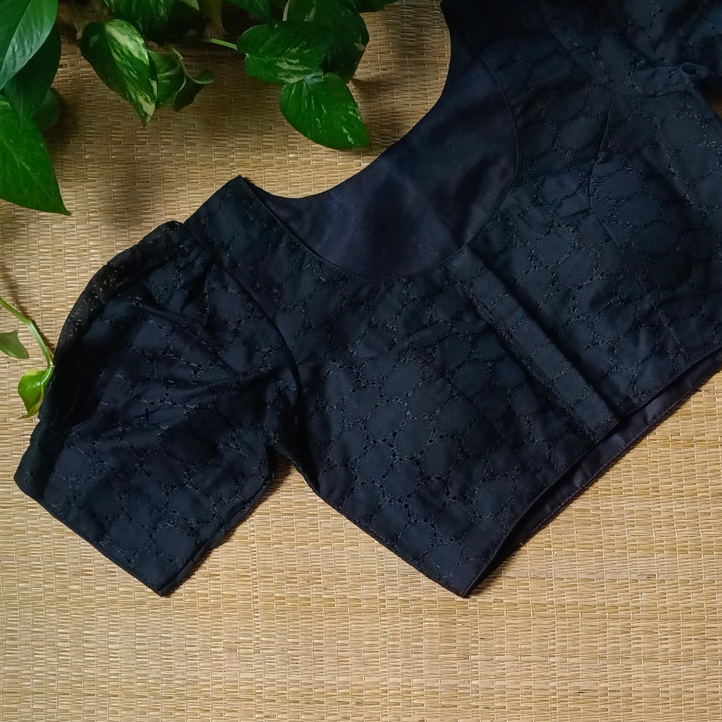 Black Hakoba Cotton Blouse