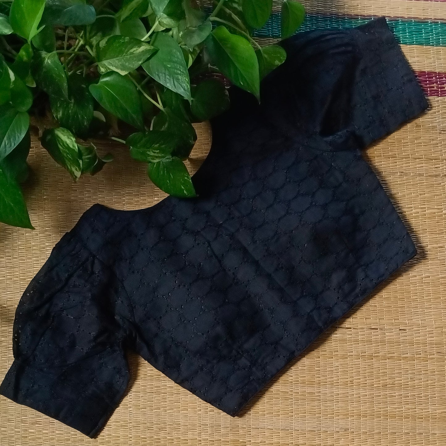 Black Hakoba Cotton Blouse