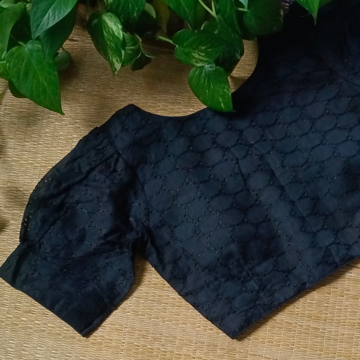 Black Hakoba Cotton Blouse