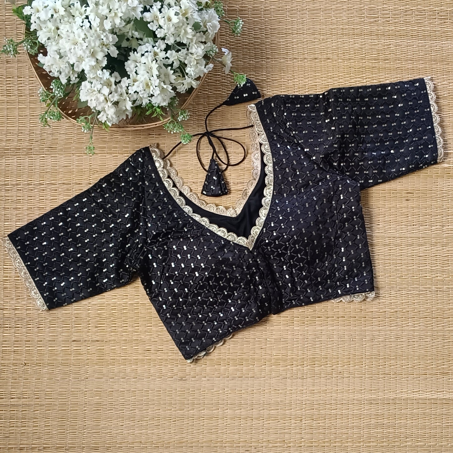 Black Semi Silk Sequence Blouse(assorted)