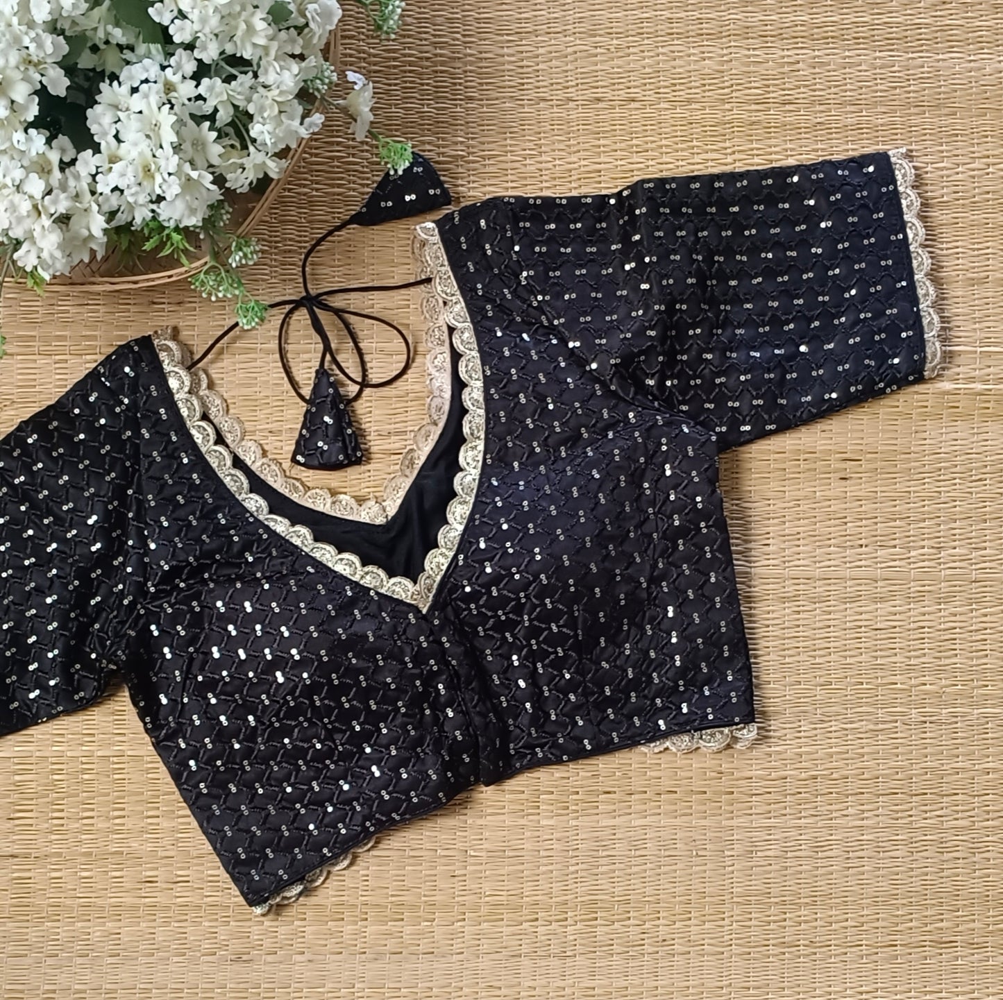 Black Semi Silk Sequence Blouse(assorted)