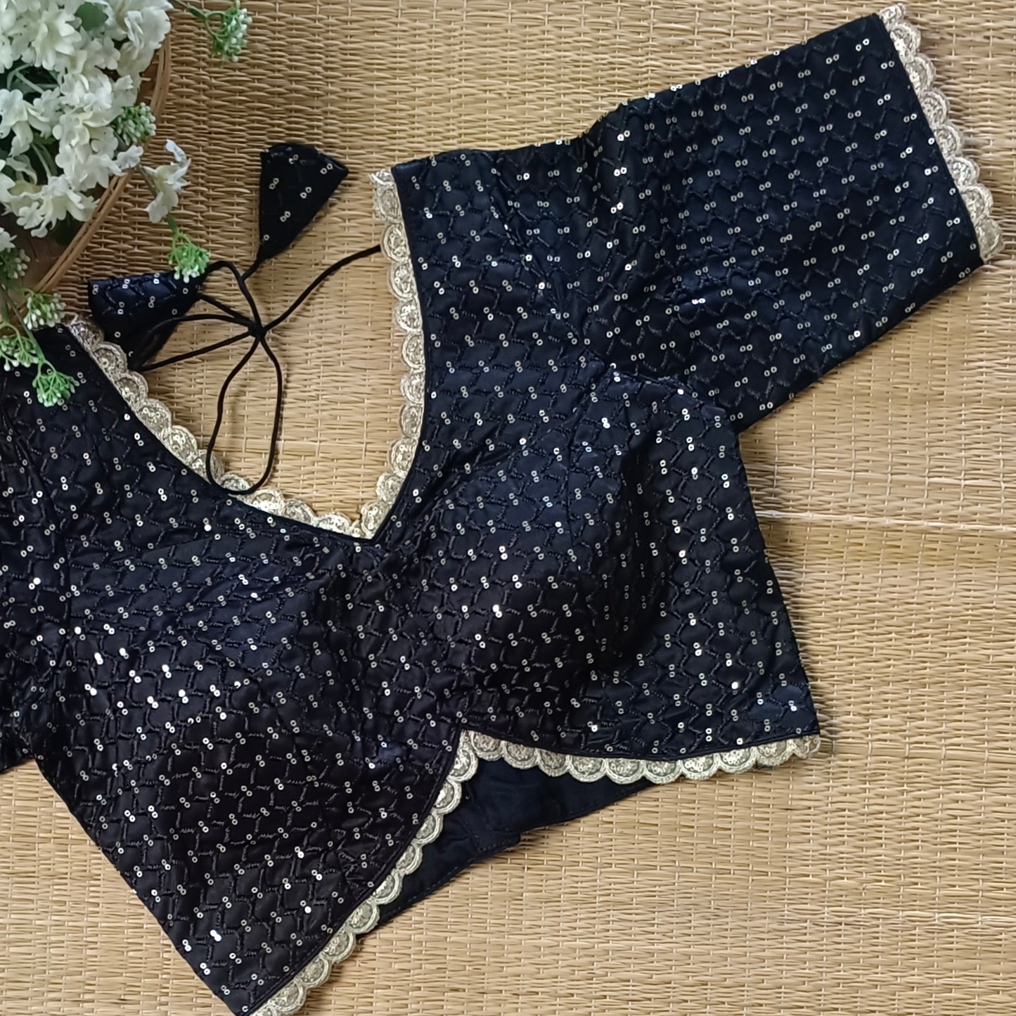 Black Semi Silk Sequence Blouse(assorted)