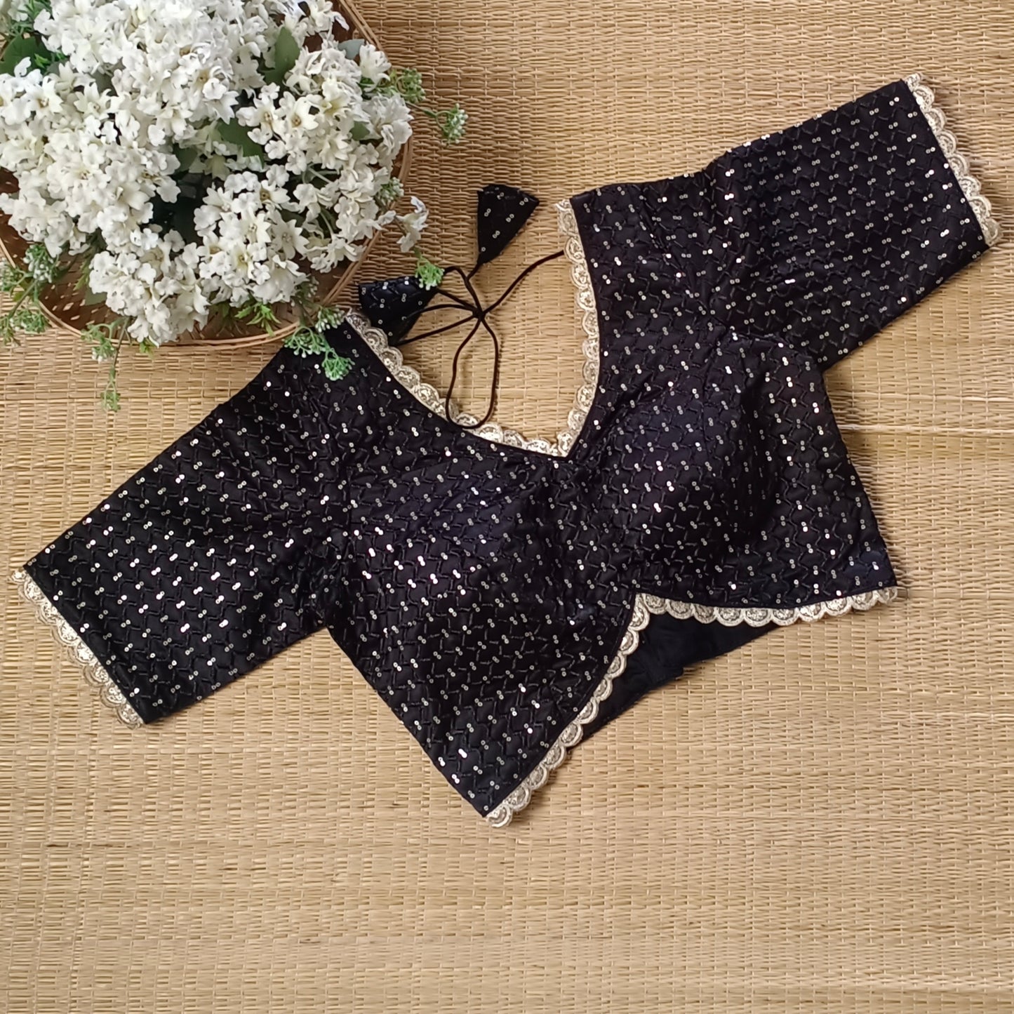 Black Semi Silk Sequence Blouse(assorted)