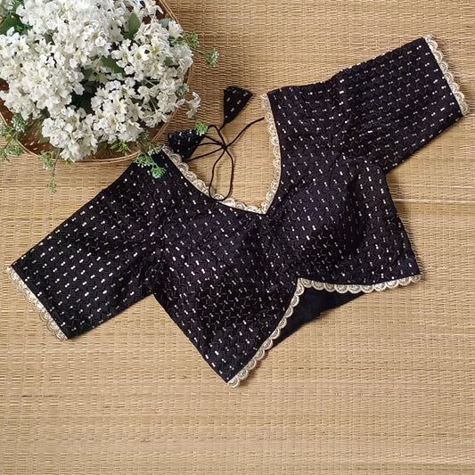 Black Semi Silk Sequence Blouse(assorted)
