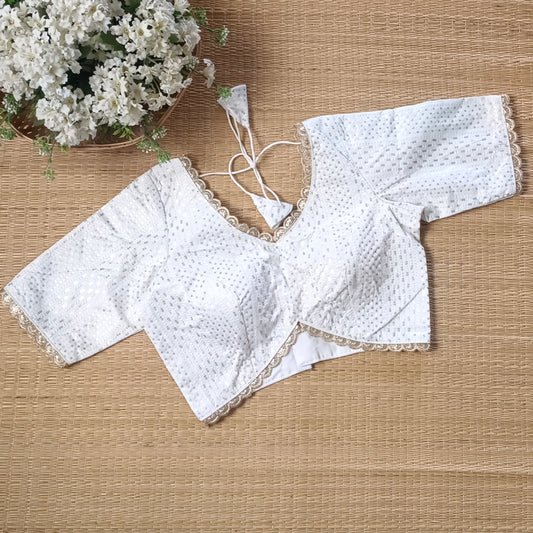 White Semi Silk Sequence Blouse(assorted)