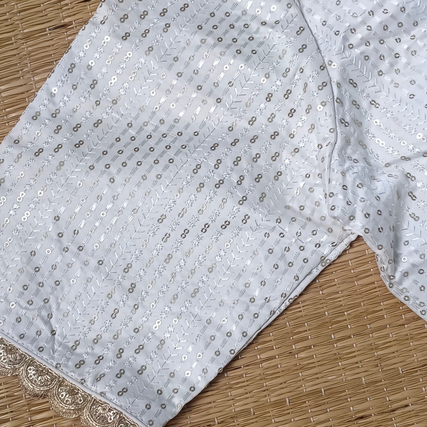 White Semi Silk Sequence Blouse(assorted)