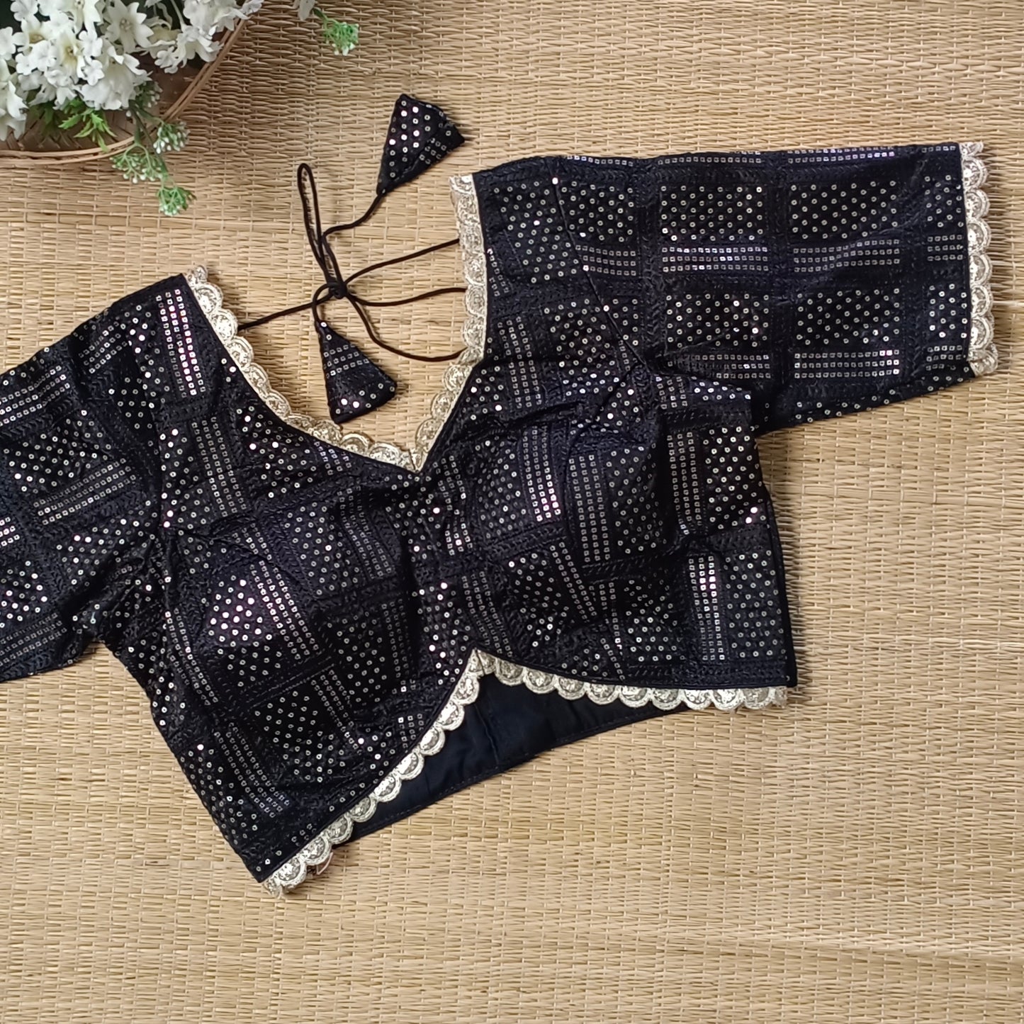 Black Semi Silk Sequence Blouse(assorted)