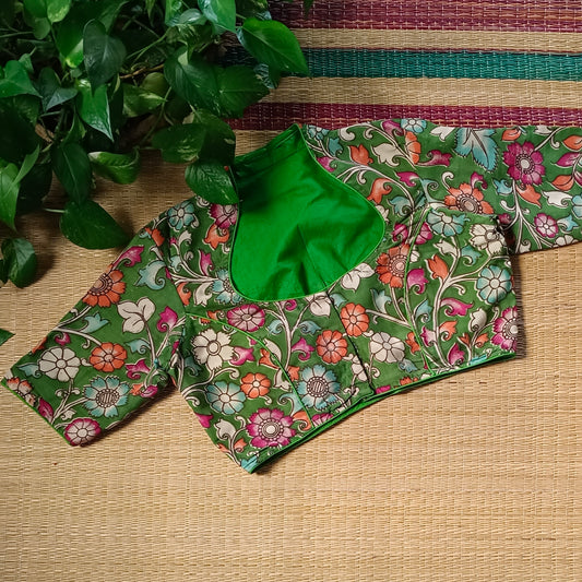 Light Green Kalamkari Cotton Blouse