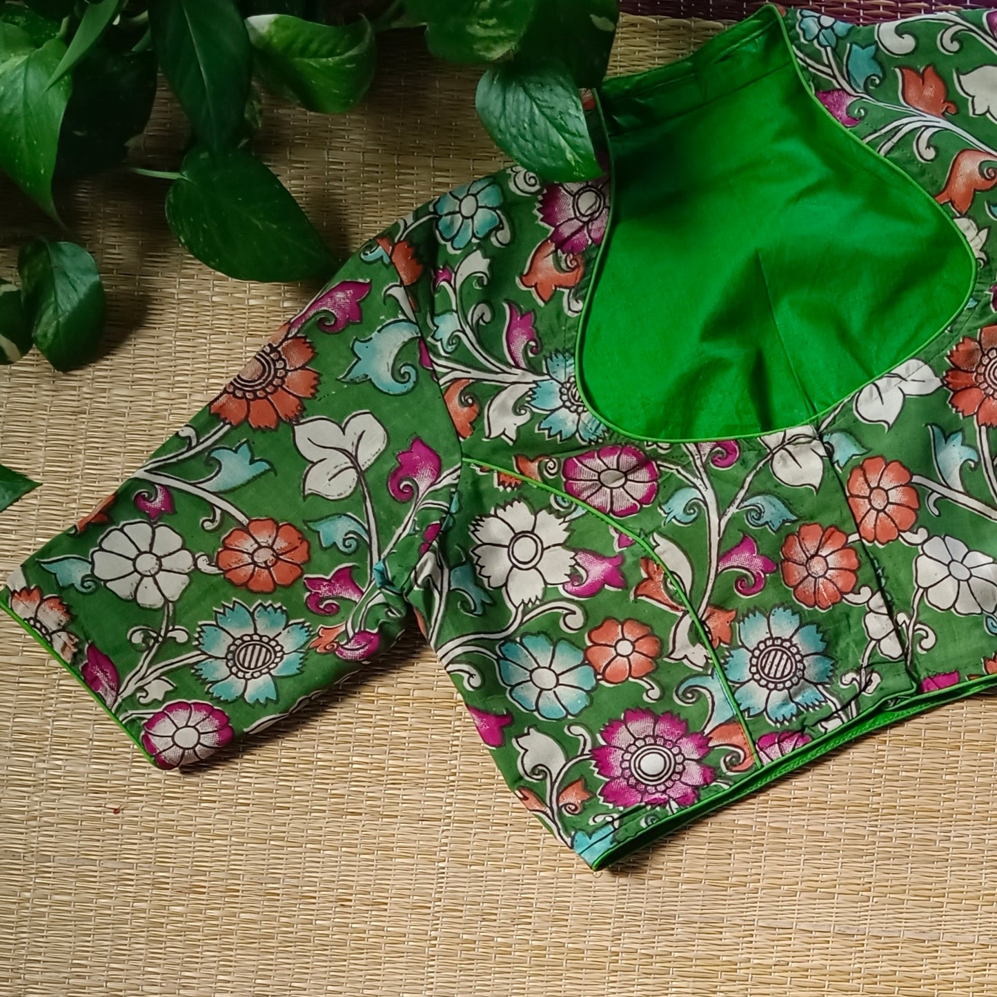 Light Green Kalamkari Cotton Blouse