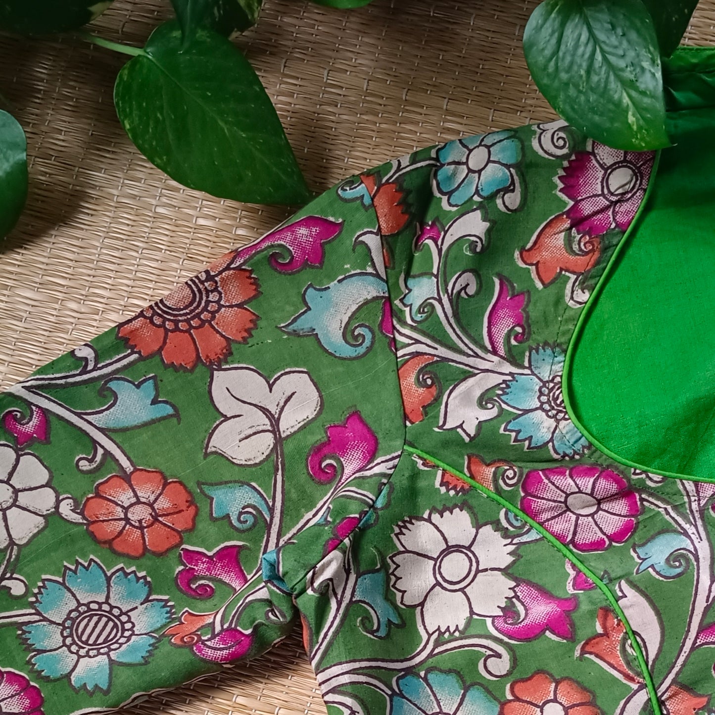 Light Green Kalamkari Cotton Blouse
