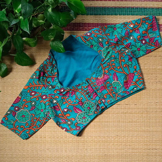 Blue Kalamkari Cotton Blouse