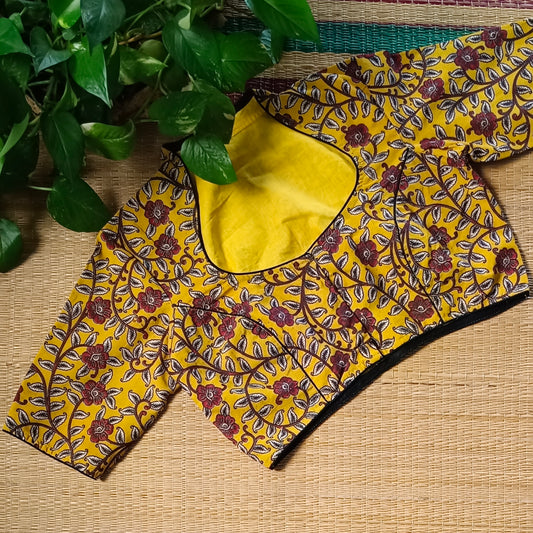 Yellow Kalamkari Cotton Blouse