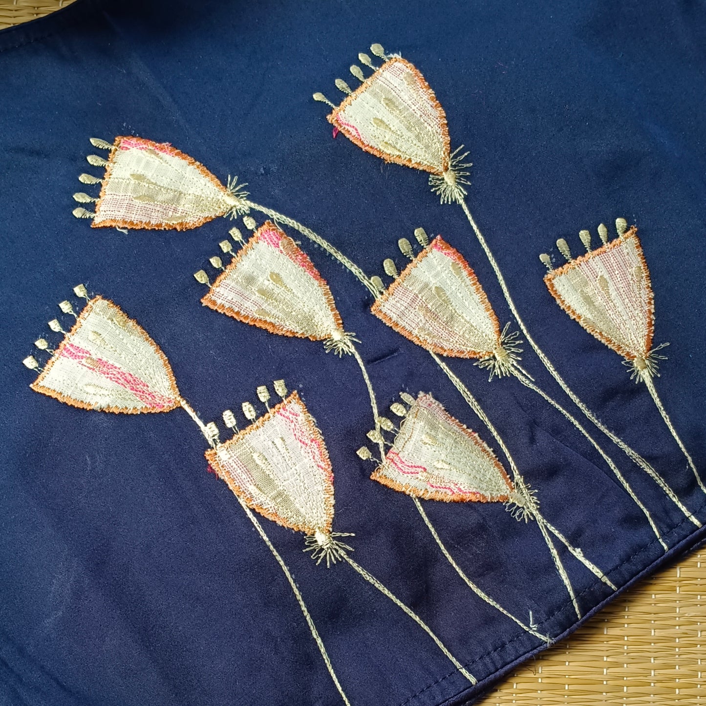 Navy blue applique work blouse