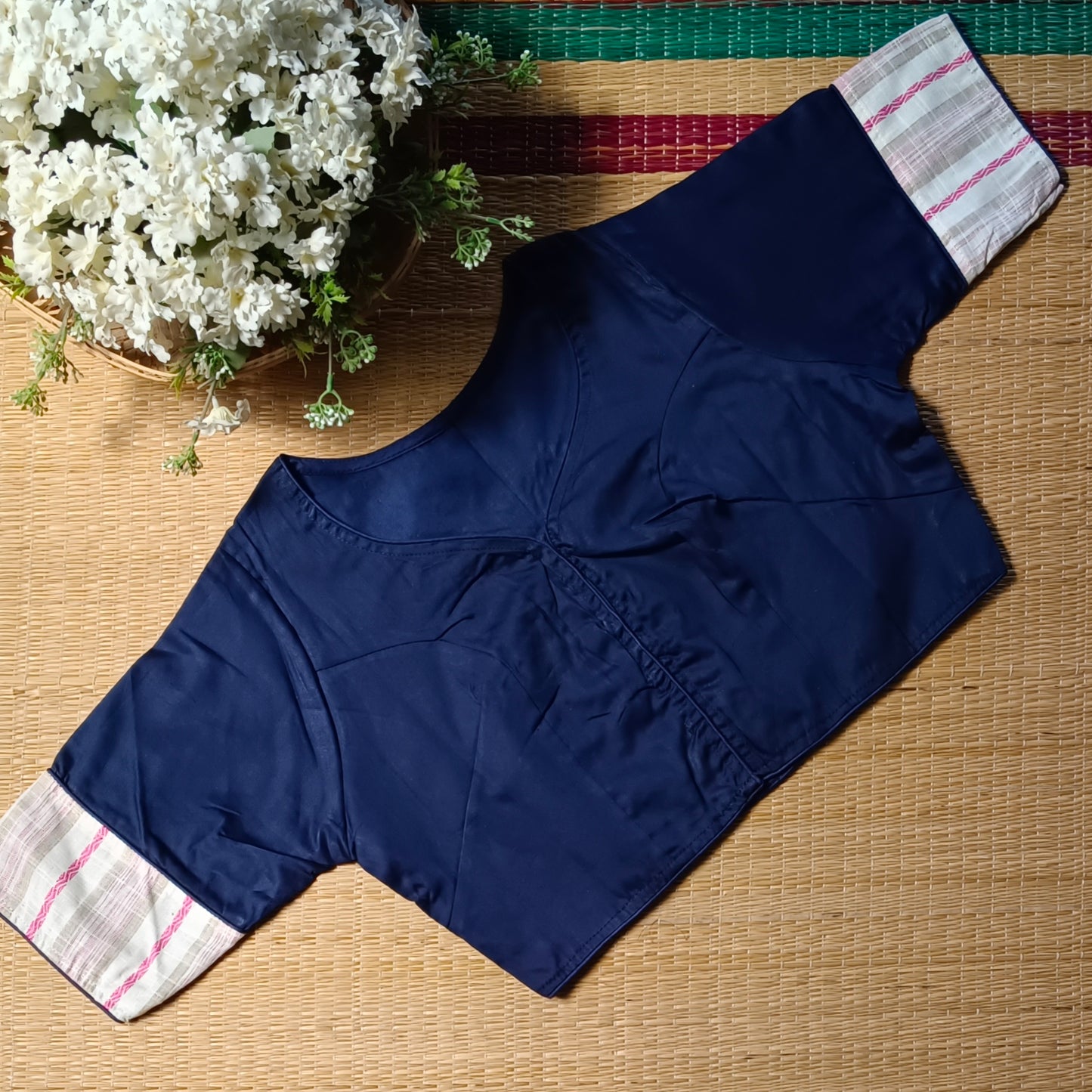Navy blue applique work blouse