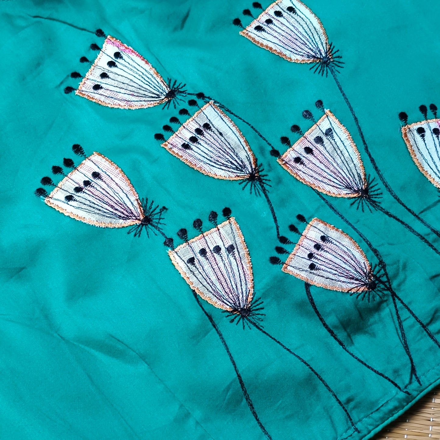 Rama green applique work blouse