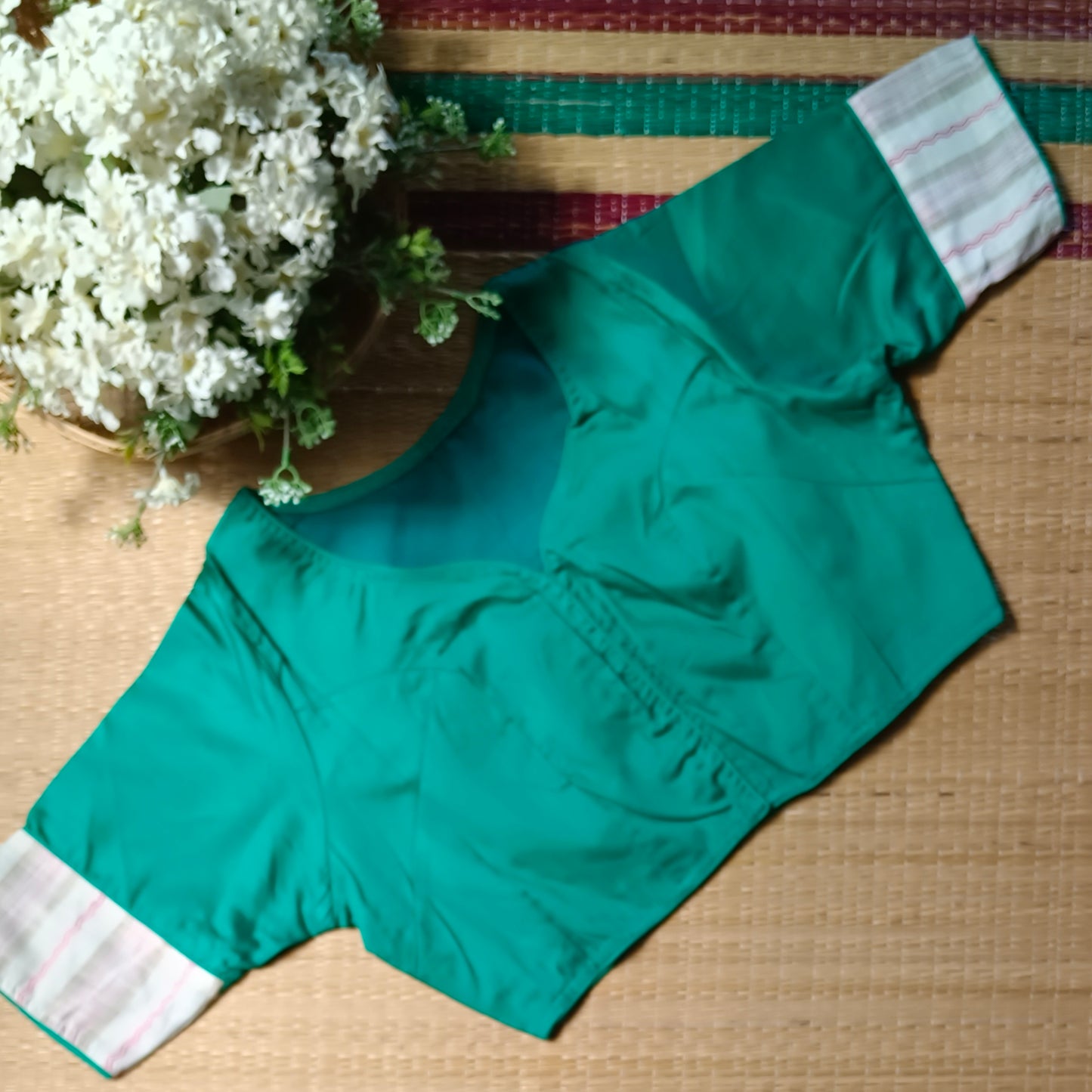 Rama green applique work blouse