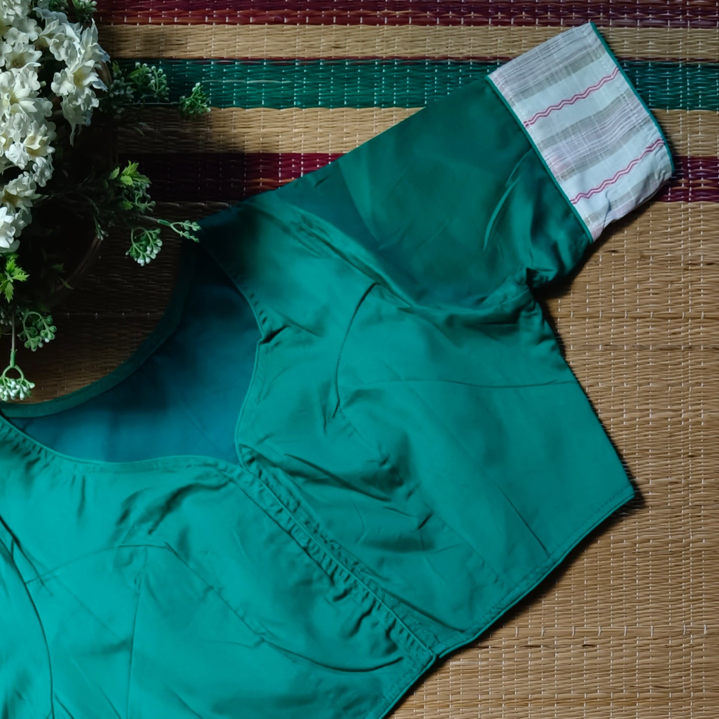 Rama green applique work blouse