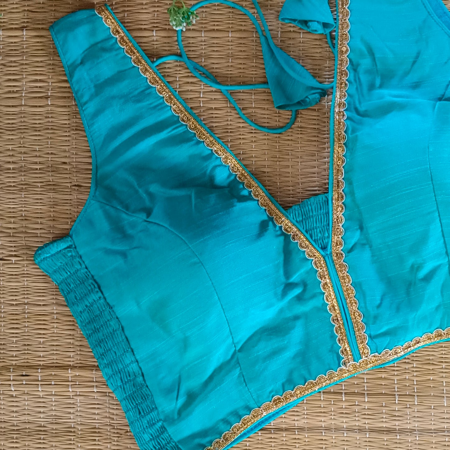 Blue Flexifit Sleeveless Blouse with Lace (attachable sleeves)