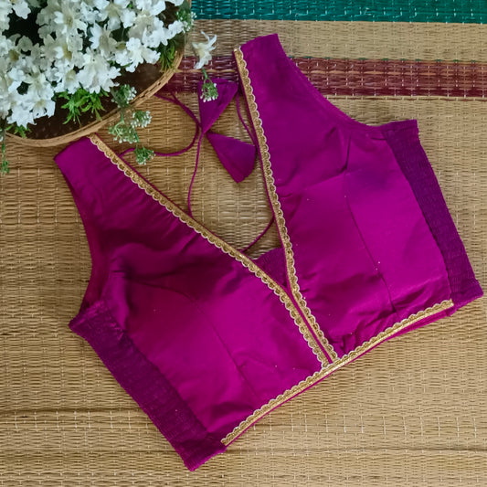 Magenta Flexifit Sleeveless Blouse with Lace (attachable sleeves)