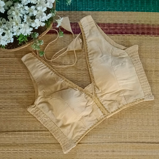 Golden Flexifit Sleeveless Blouse with Lace (attachable sleeves)