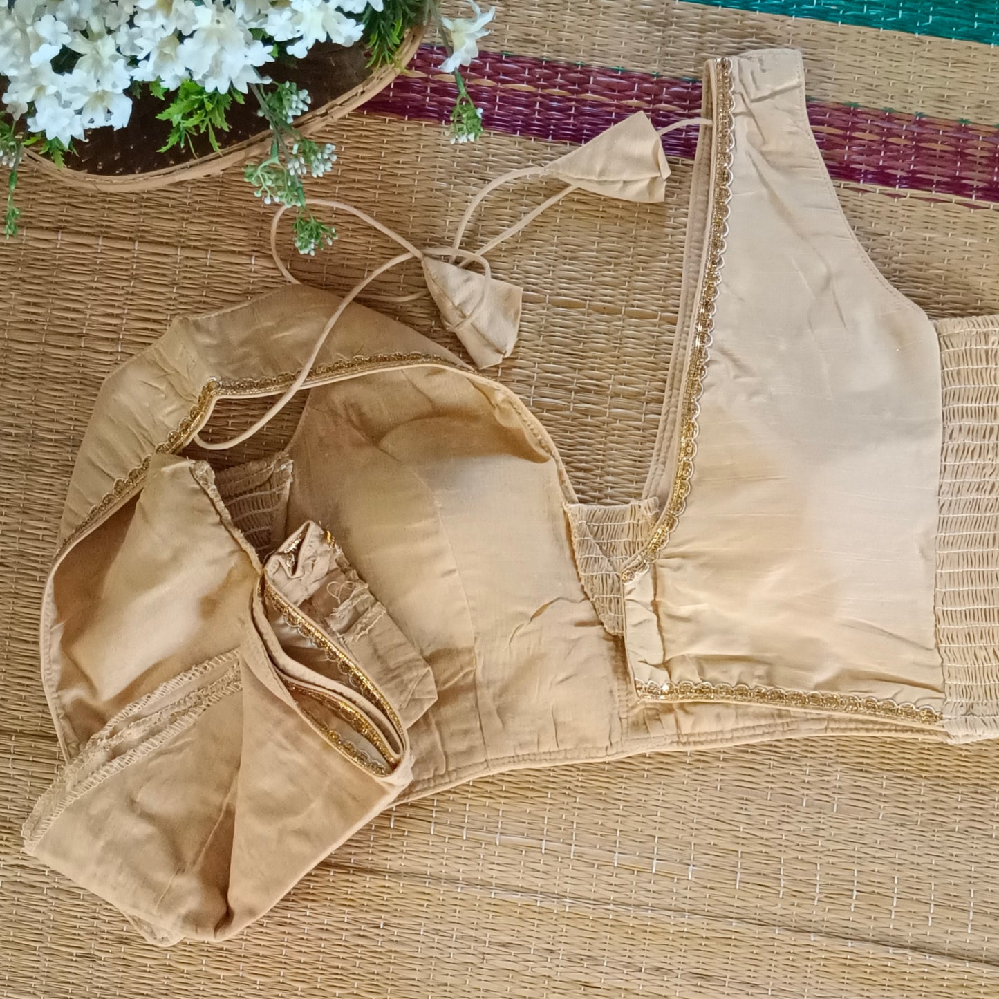 Golden Flexifit Sleeveless Blouse with Lace (attachable sleeves)