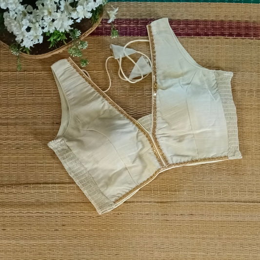 Cream Flexifit Sleeveless Blouse with Lace (attachable sleeves)