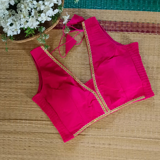 Rani Pink Flexifit Sleeveless Blouse with Lace (attachable sleeves)