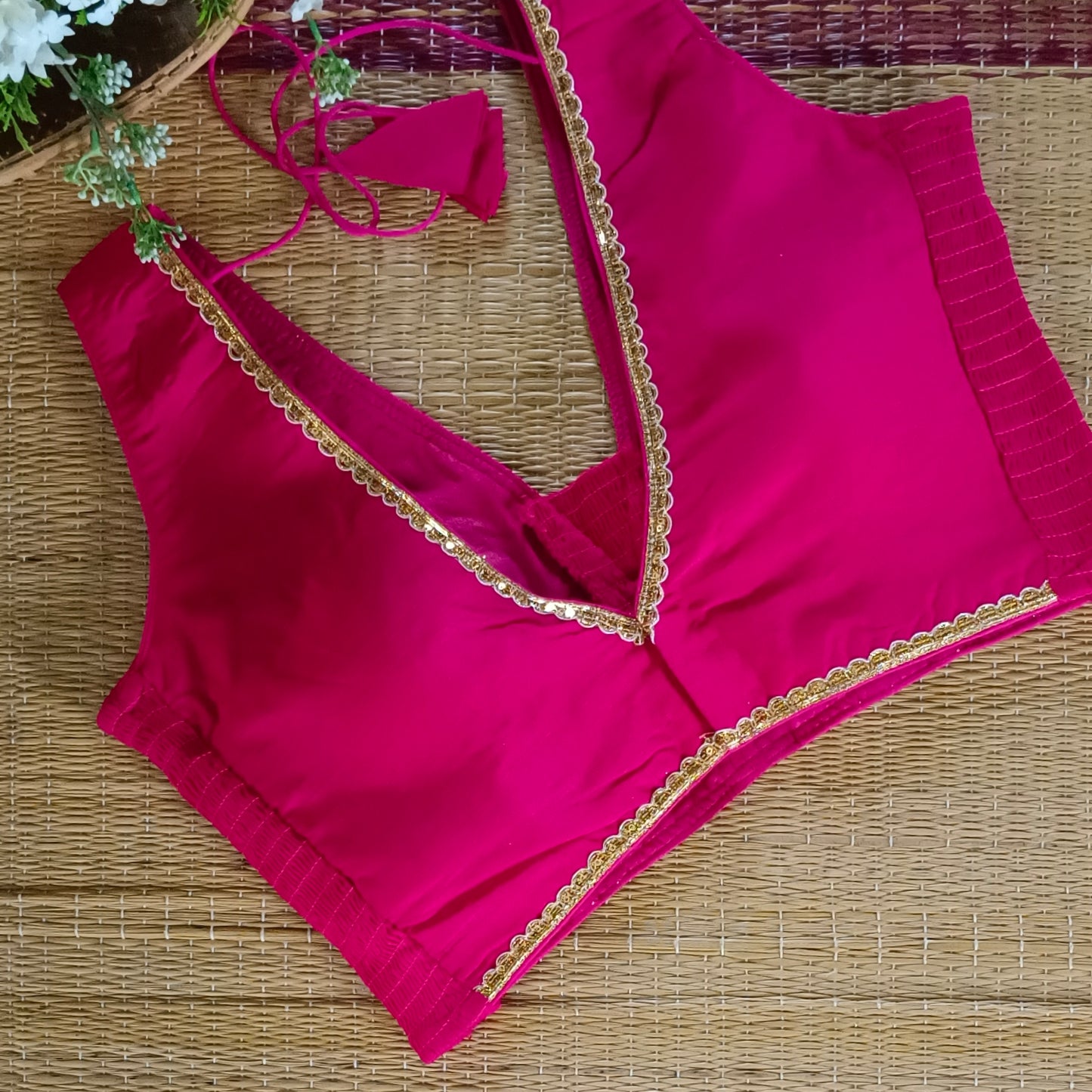 Rani Pink Flexifit Sleeveless Blouse with Lace (attachable sleeves)