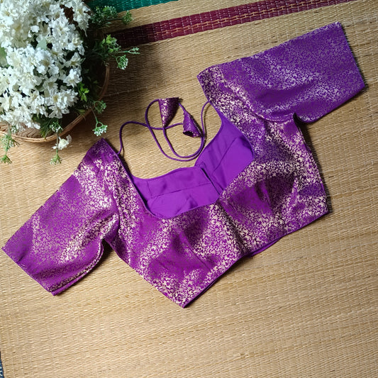 Magenta Sweetheart Neck Brocade Blouse
