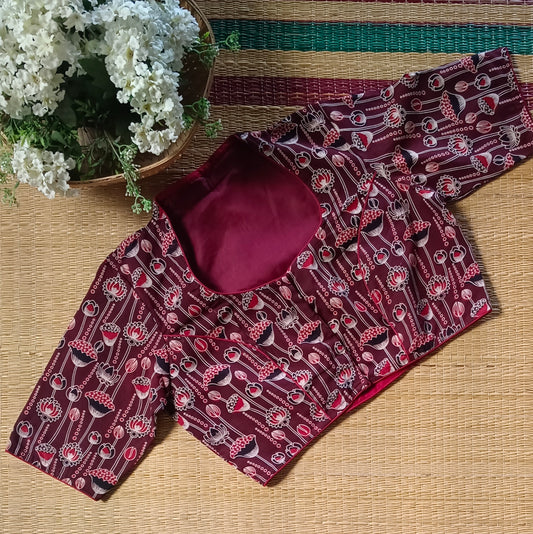 Maroon Kalamkari Cotton Blouse