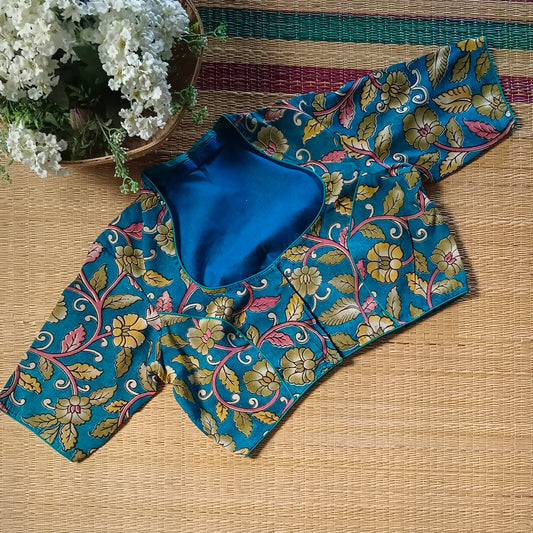 Blue 2 Kalamkari Cotton Silk Blouse