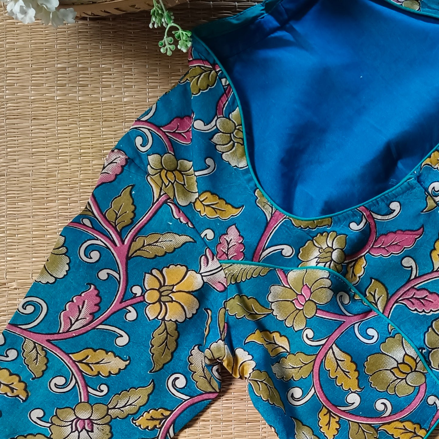 Blue 2 Kalamkari Cotton Silk Blouse