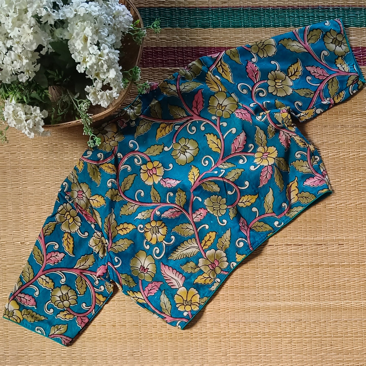 Blue 2 Kalamkari Cotton Silk Blouse