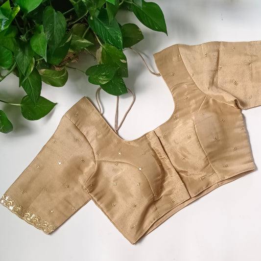 Golden 1 metallic tissue blouse with golden embroidery