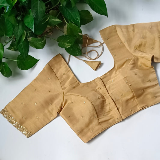 Golden 2 metallic tissue blouse with golden embroidery