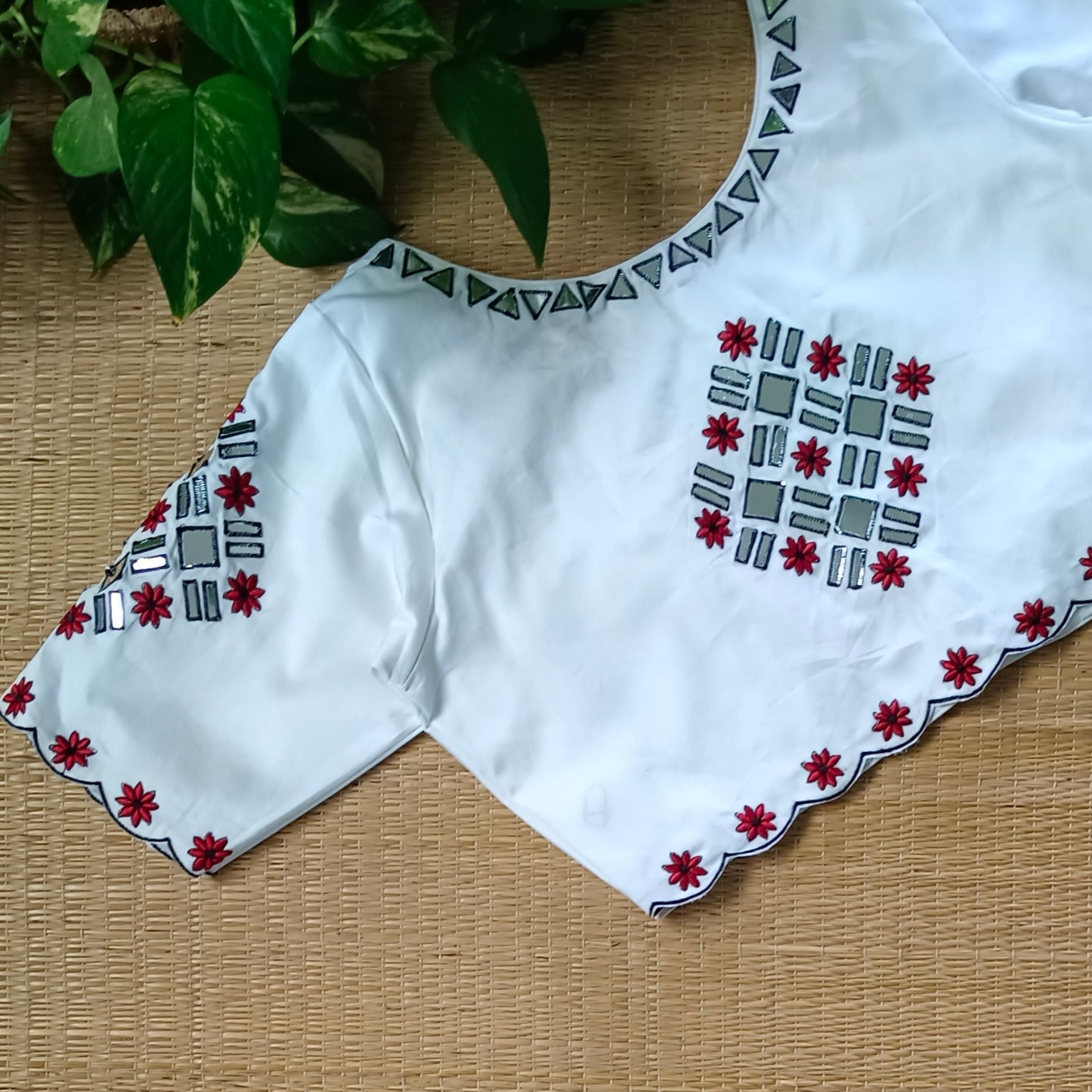 White Mirrorwork Blouse