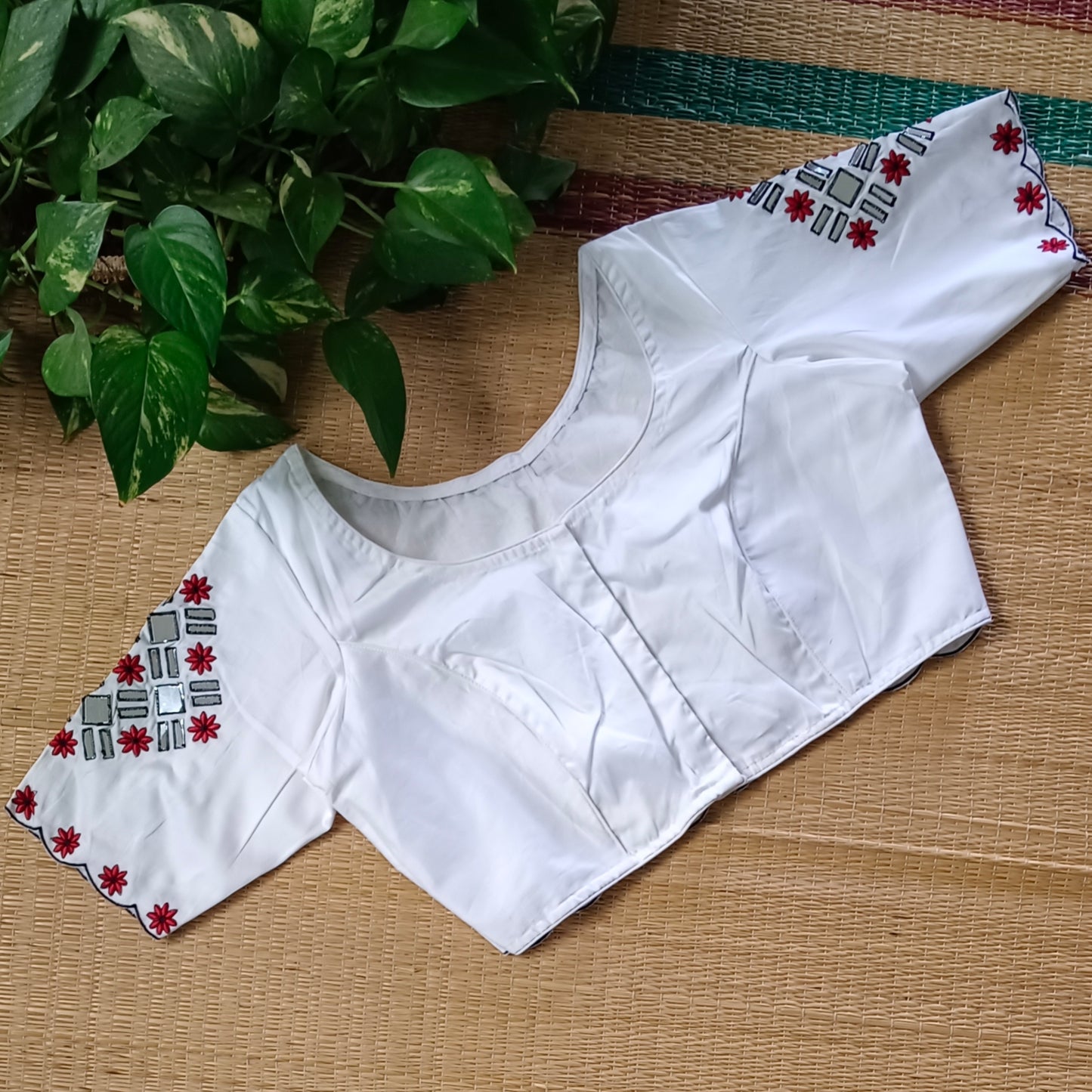 White Mirrorwork Blouse