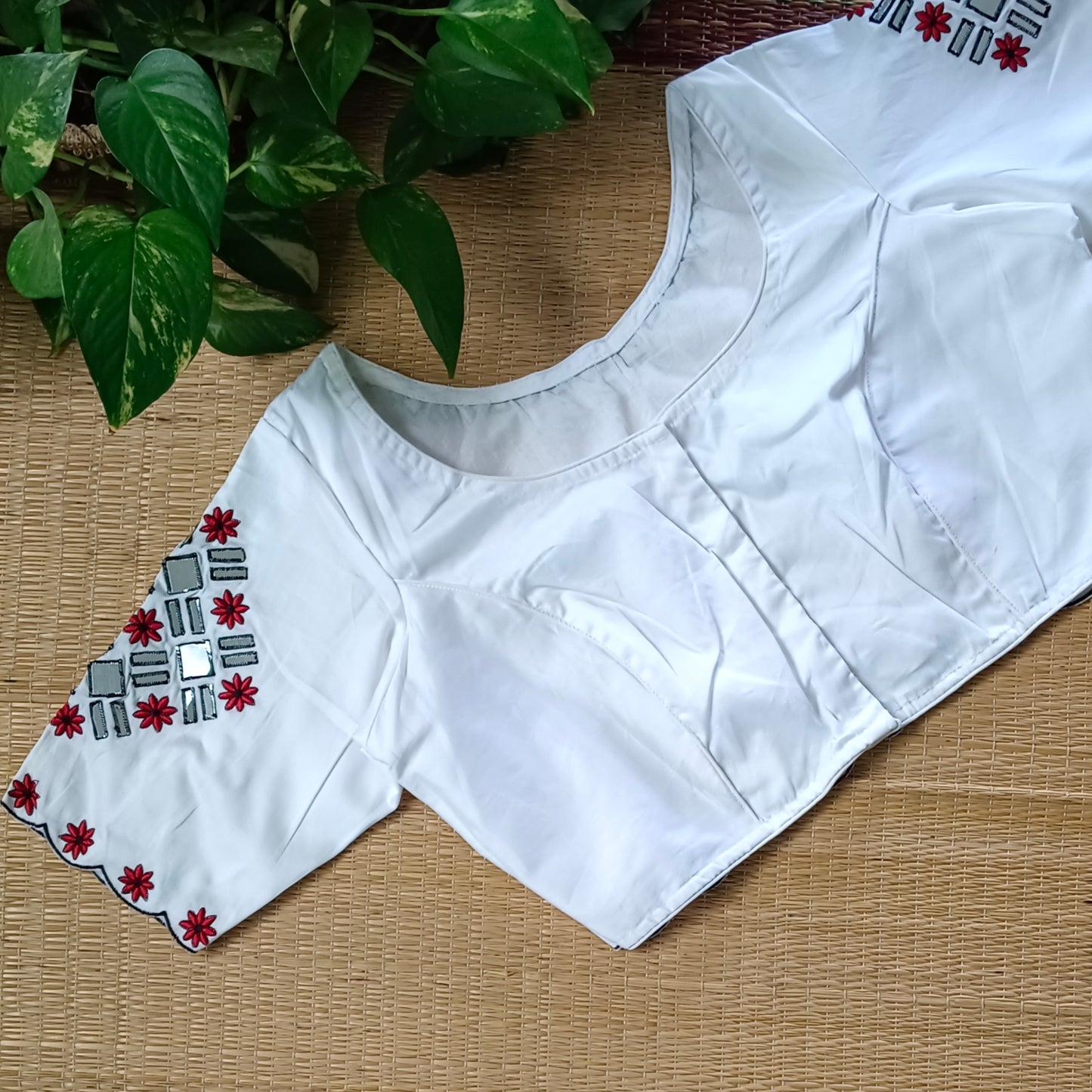 White Mirrorwork Blouse