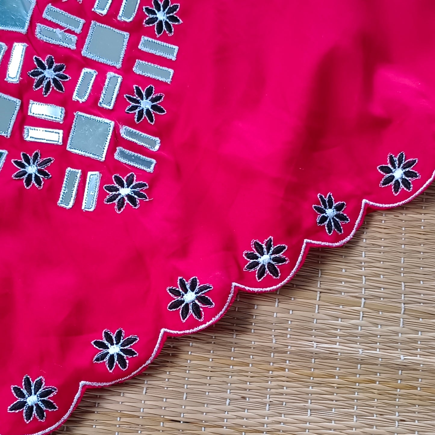 Cherry Red Mirrorwork Blouse