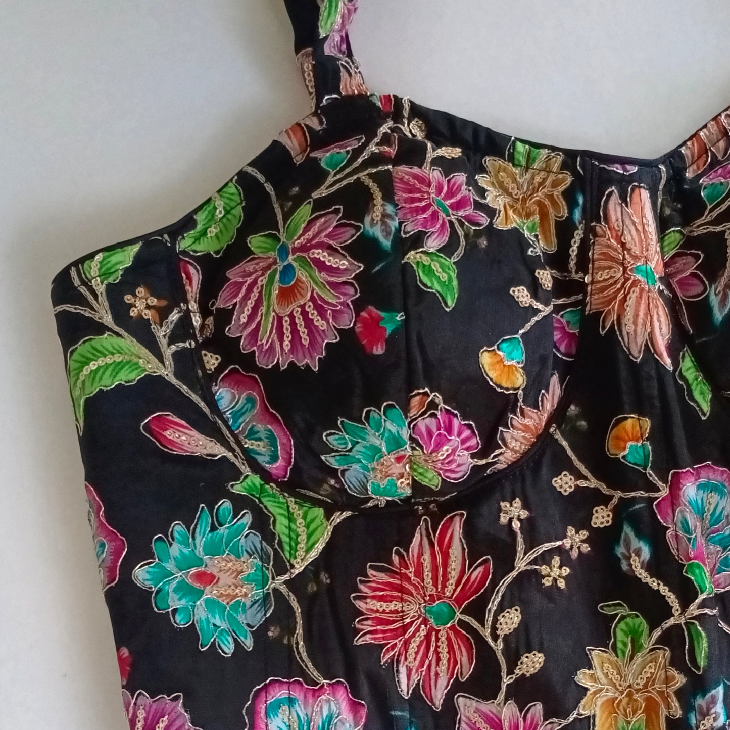 Black Crepe Code Work Corset Blouse