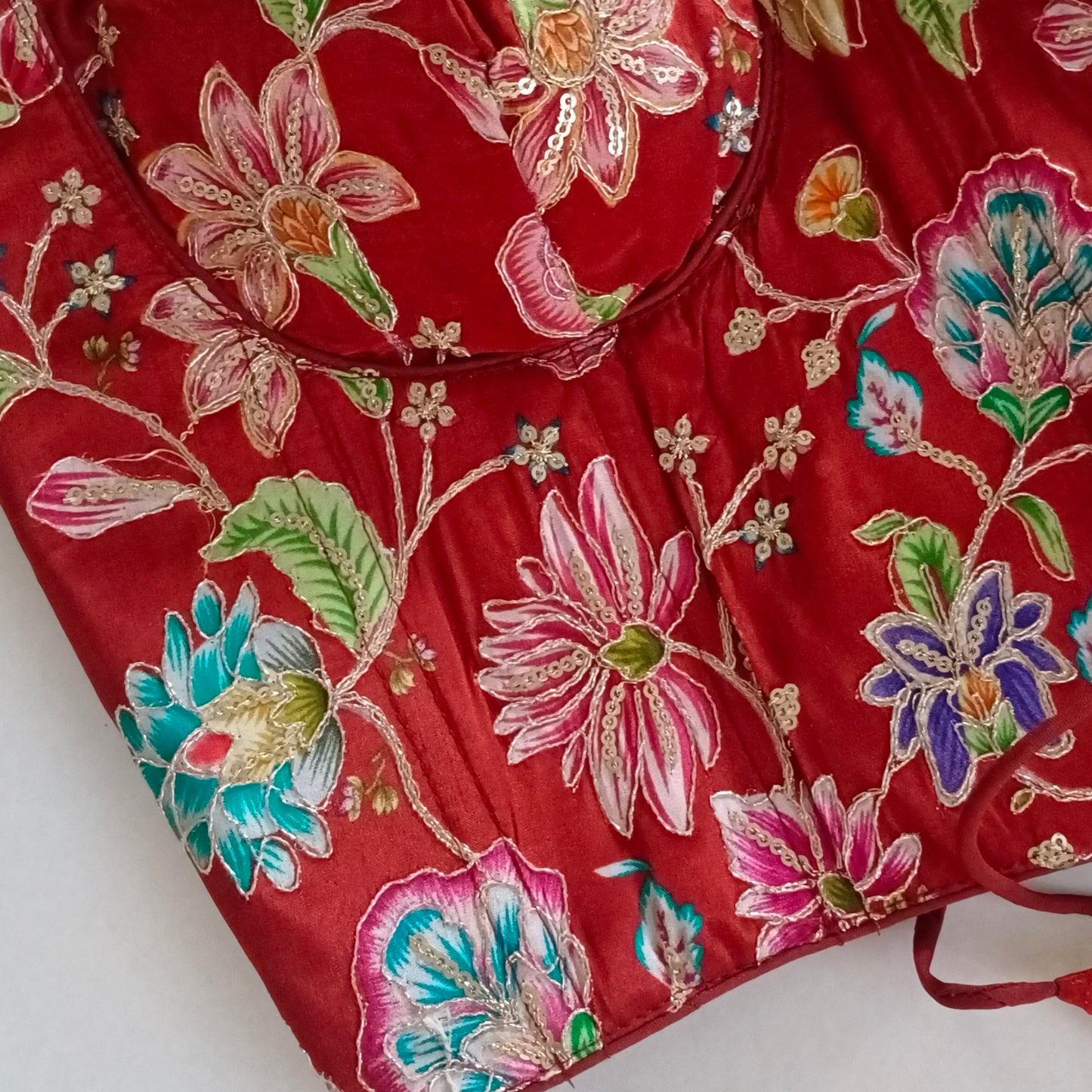 Brick Red Crepe Code Work Corset Blouse
