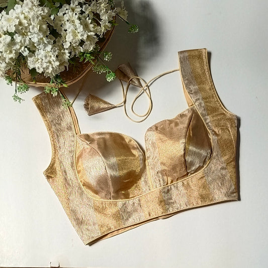 Golden Sweetheart Neck Sleeveless Blouse