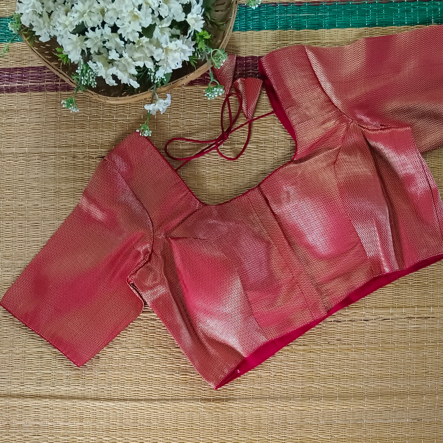 Classic Dark Red Brocade Blouse( assorted)
