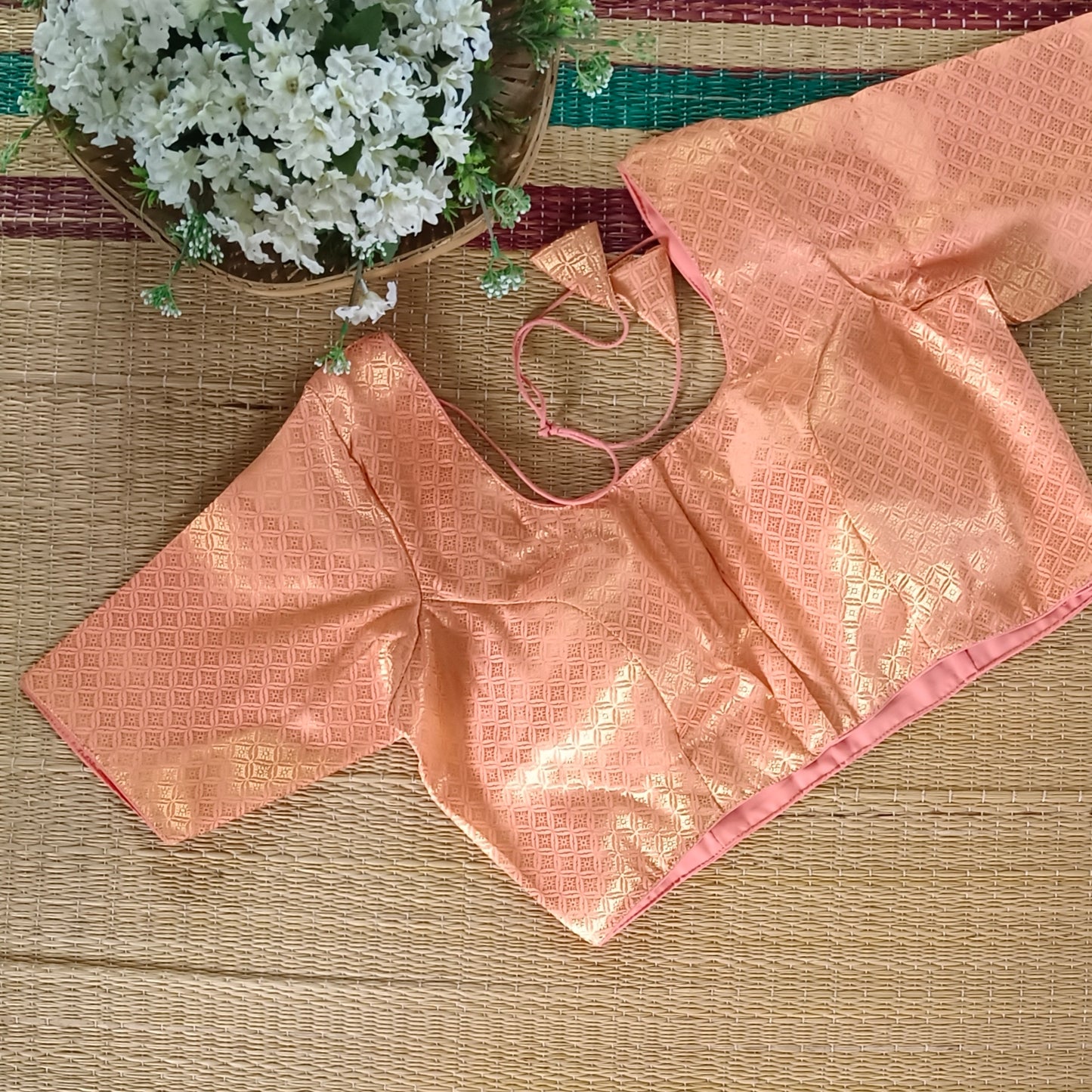 Classic Pastel Orange Brocade Blouse( assorted)