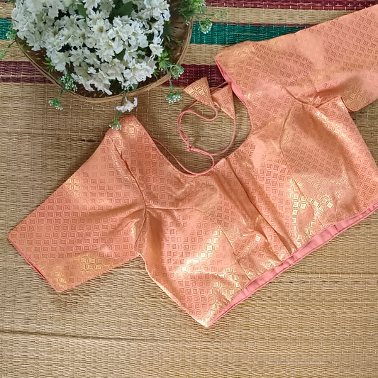Classic Pastel Orange Brocade Blouse( assorted)