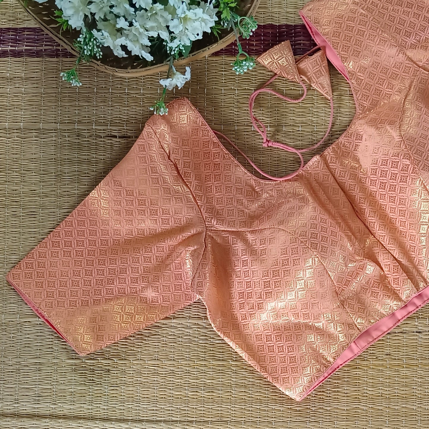 Classic Pastel Orange Brocade Blouse( assorted)