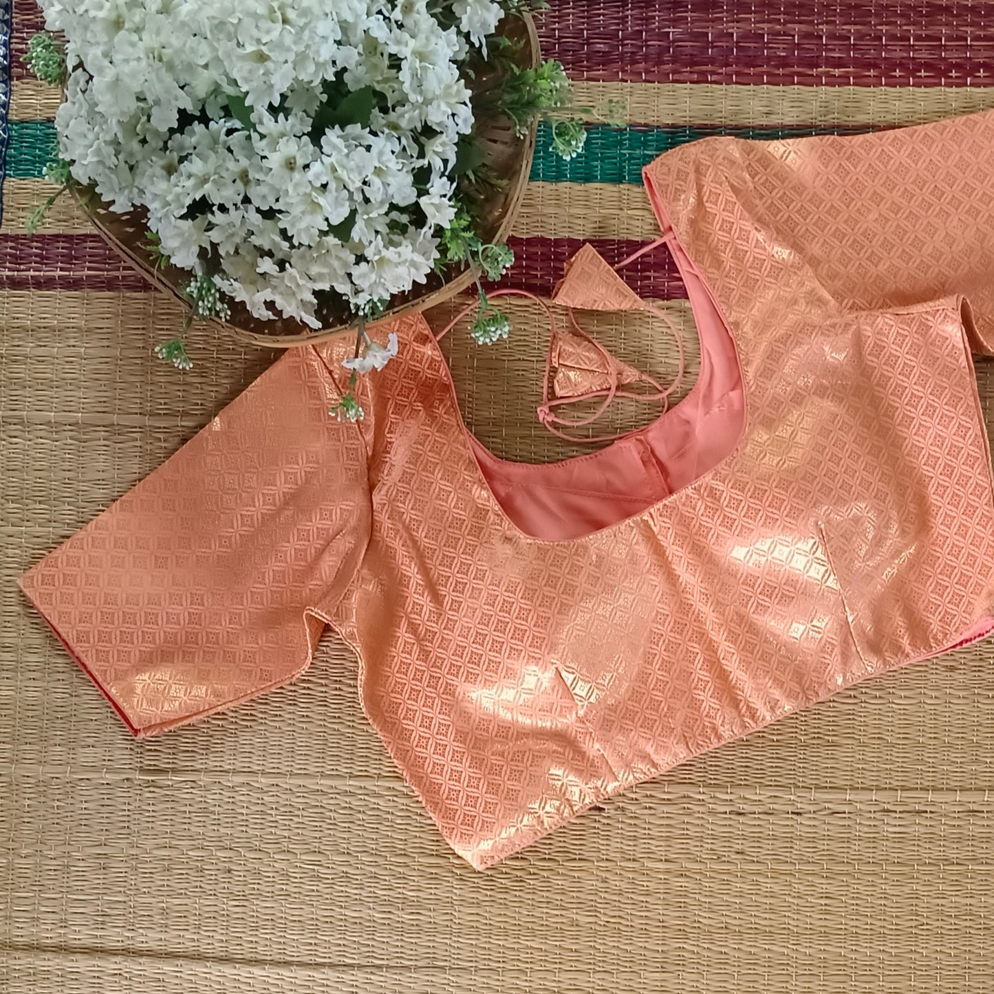 Classic Pastel Orange Brocade Blouse( assorted)